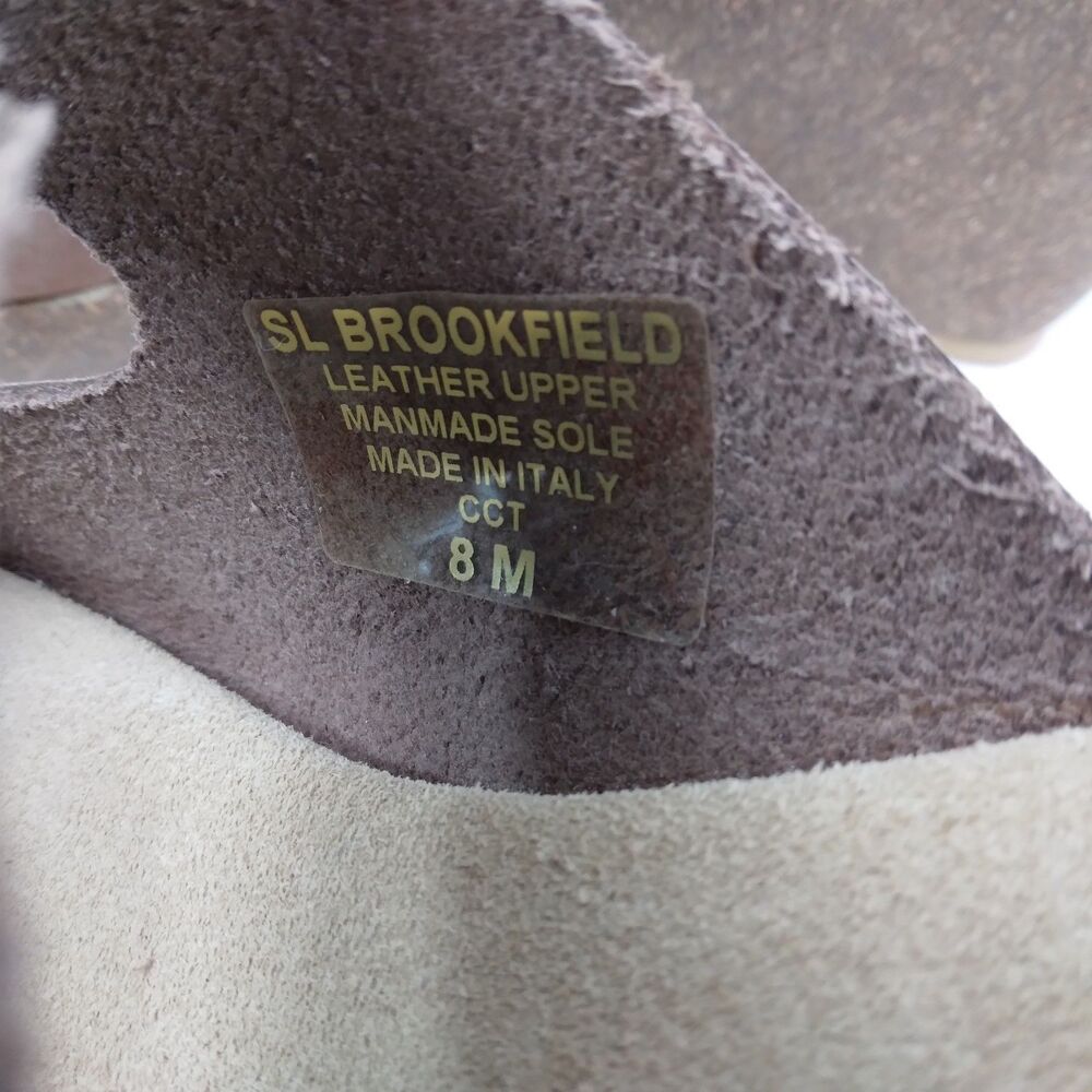 Sam & Libby Brookfield Slide Wedge Sandals Brown Leather Double Buckle Boho 8 - Picture 9 of 14